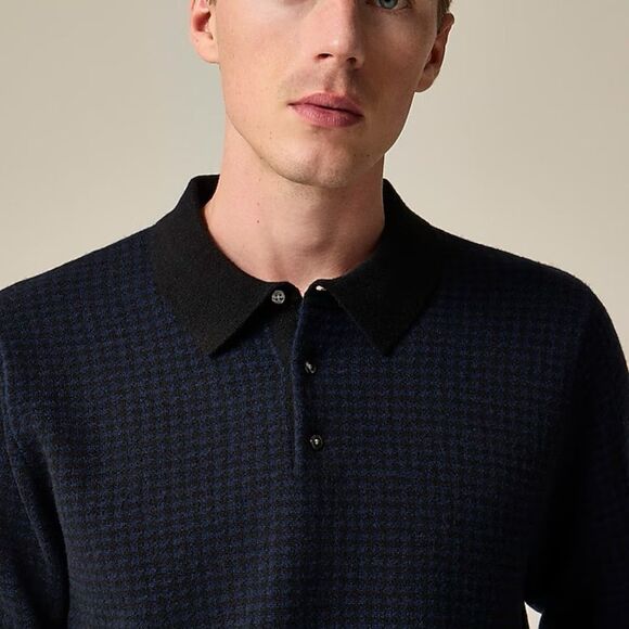 J.Crew Cashmere collared sweater in houndstooth jacquard Medium - Picture 2 of 14